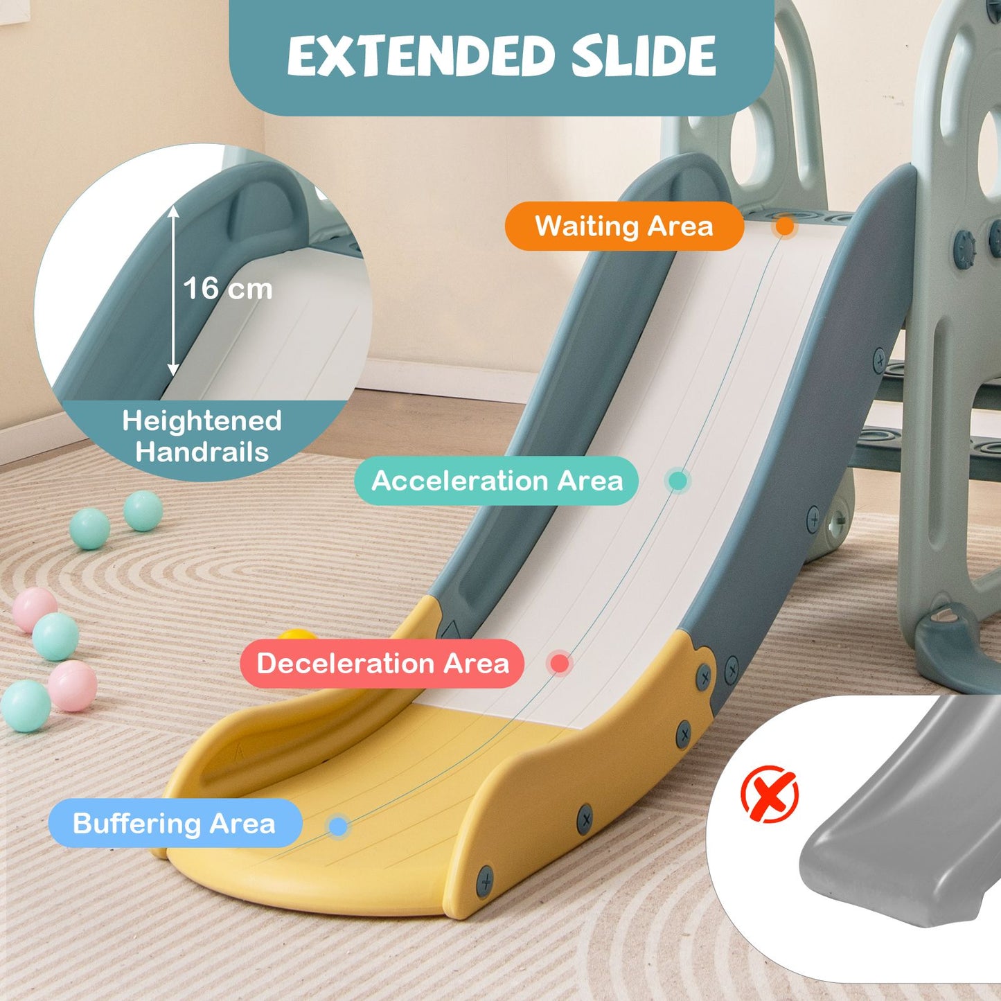 4-in-1 Freestanding Kids Slide and Swing Playset