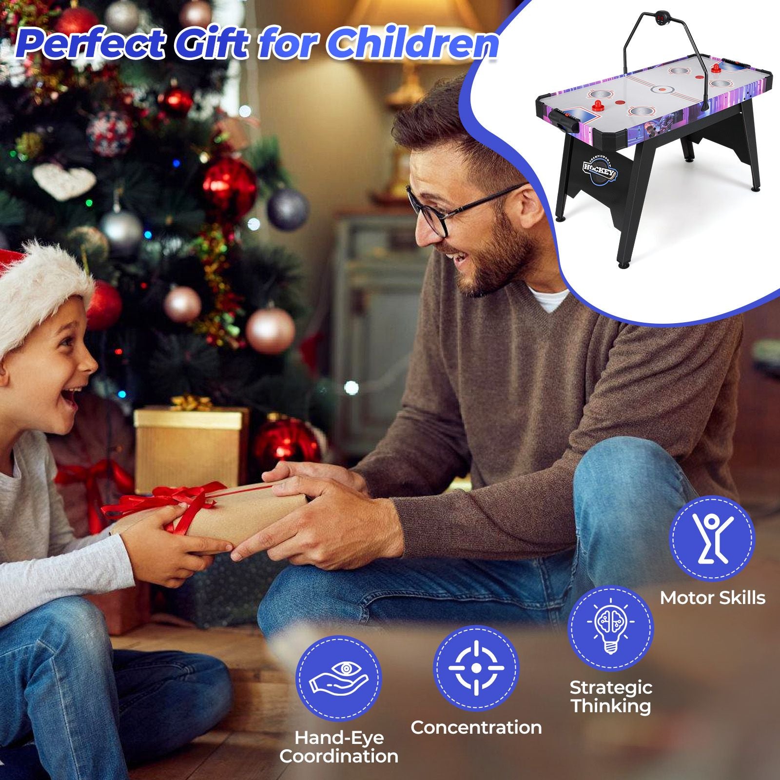 Exciting 144 CM Air Hockey Table with 2 Pucks and 2 Pushers - Perfect for Family Fun and Competitive Play!