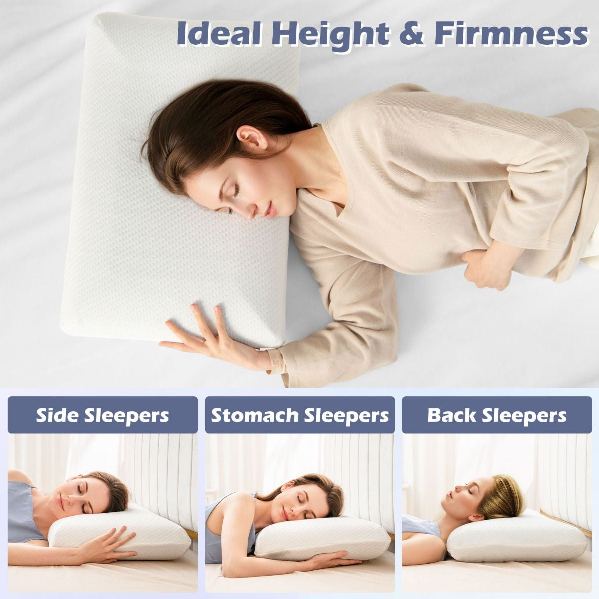 Bamboo Charcoal Memory Foam Pillow Set of Two with Removable and Machine-Washable Covers