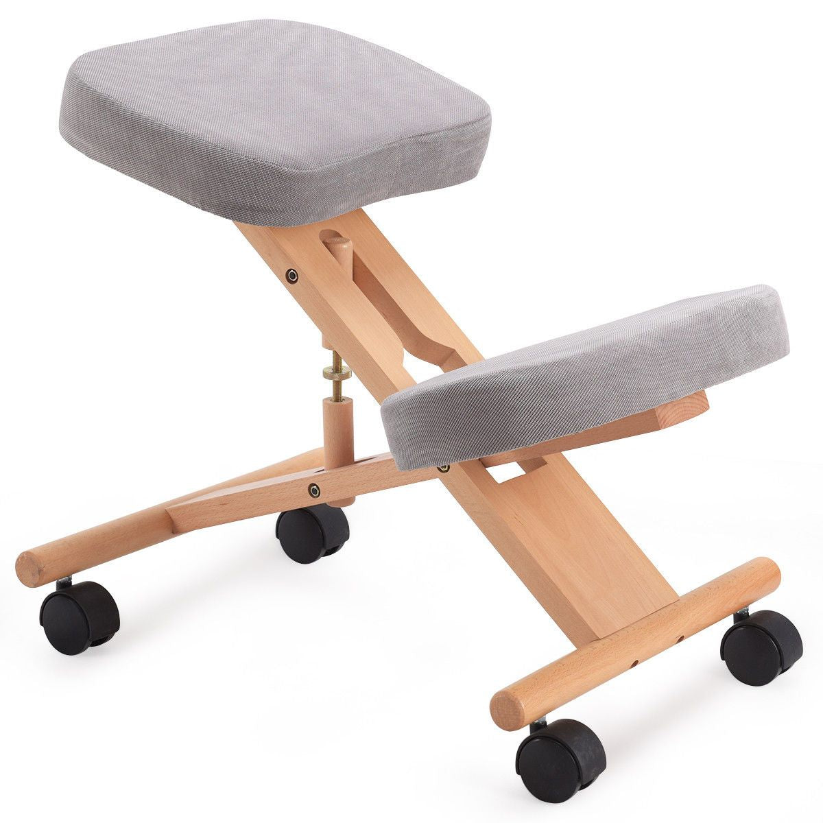 Adjustable Wood Posture Stool for Enhanced Comfort in Gaming and Computer Work