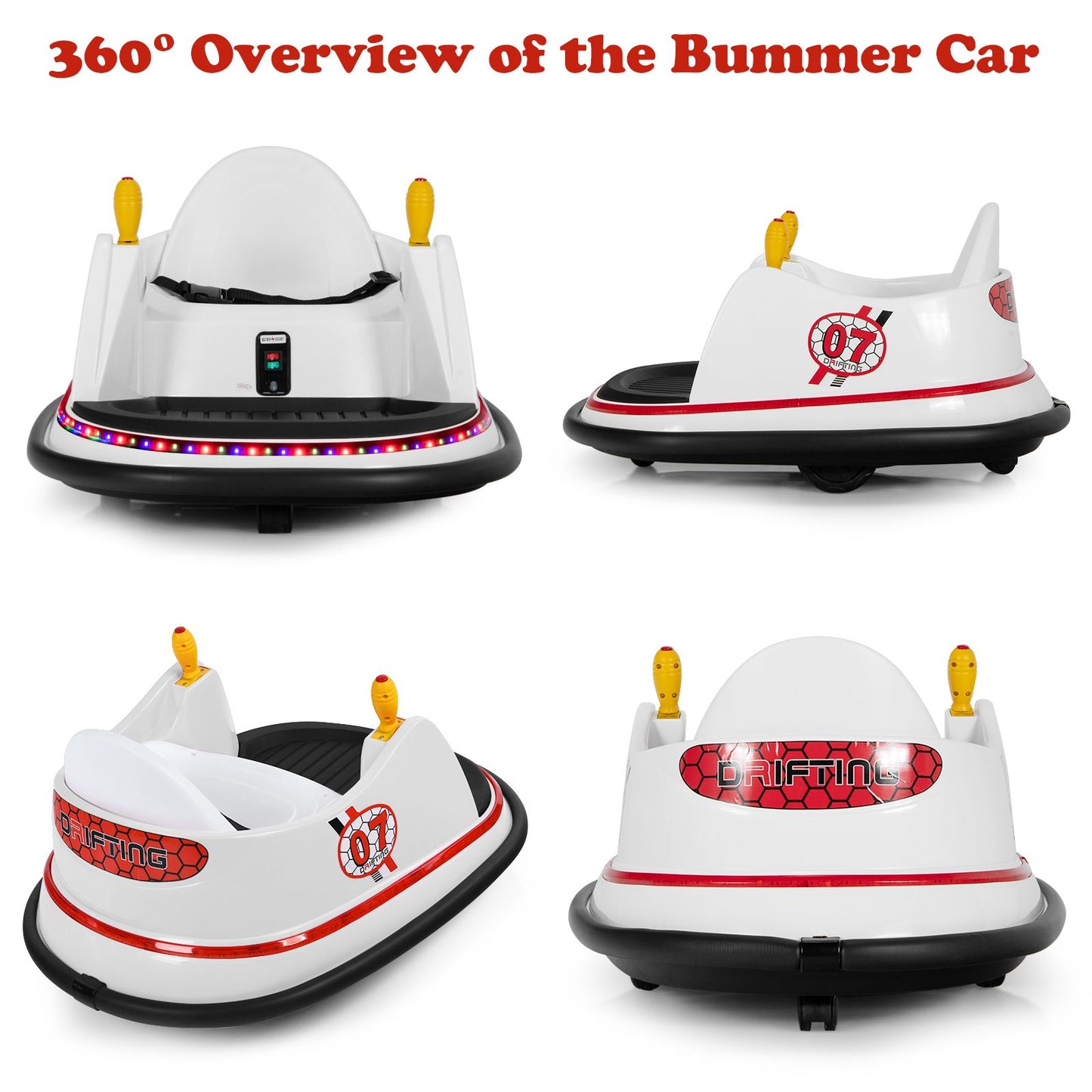 Children's Ride-On Bumper Car with Vibrant Flashing Lights and Music