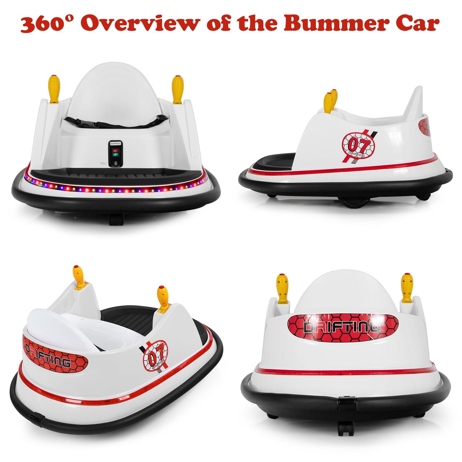Children's Ride-On Bumper Car with Vibrant Flashing Lights and Music