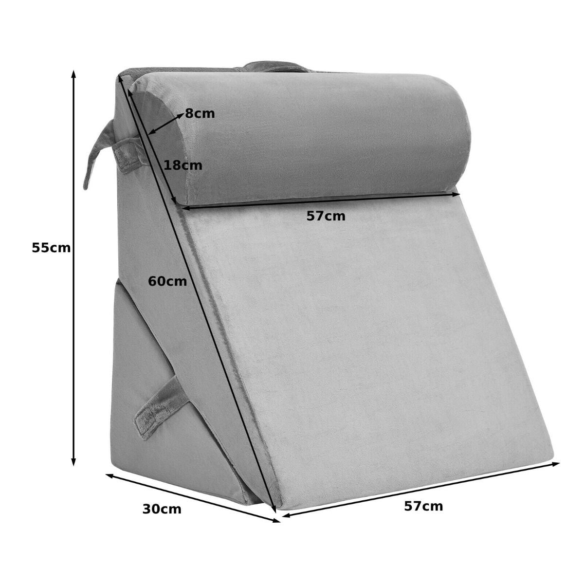 Elevated Bed Wedge Pillow with Integrated Headrest and Removable Washable Cover for Comfortable Reading