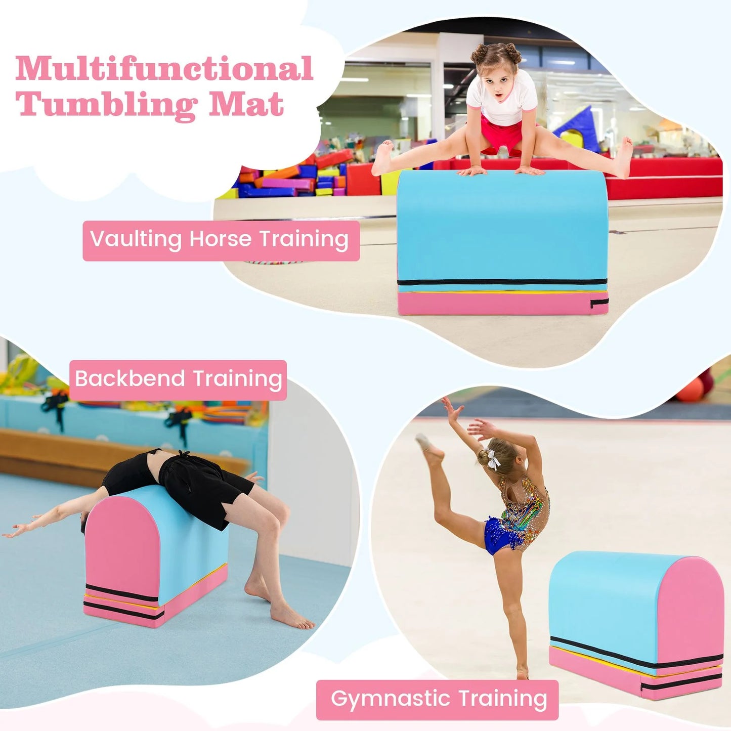 Mailbox Tumbling Mat with Detachable Section & Carry Handle – Gymnastics Trainer for Kids
