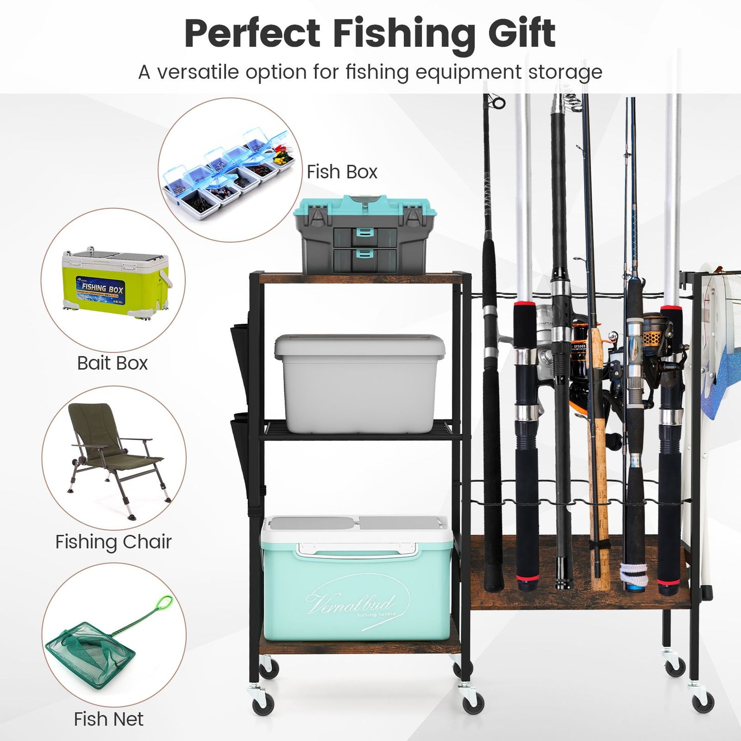 Lockable Universal Wheel Fishing Rod Holder