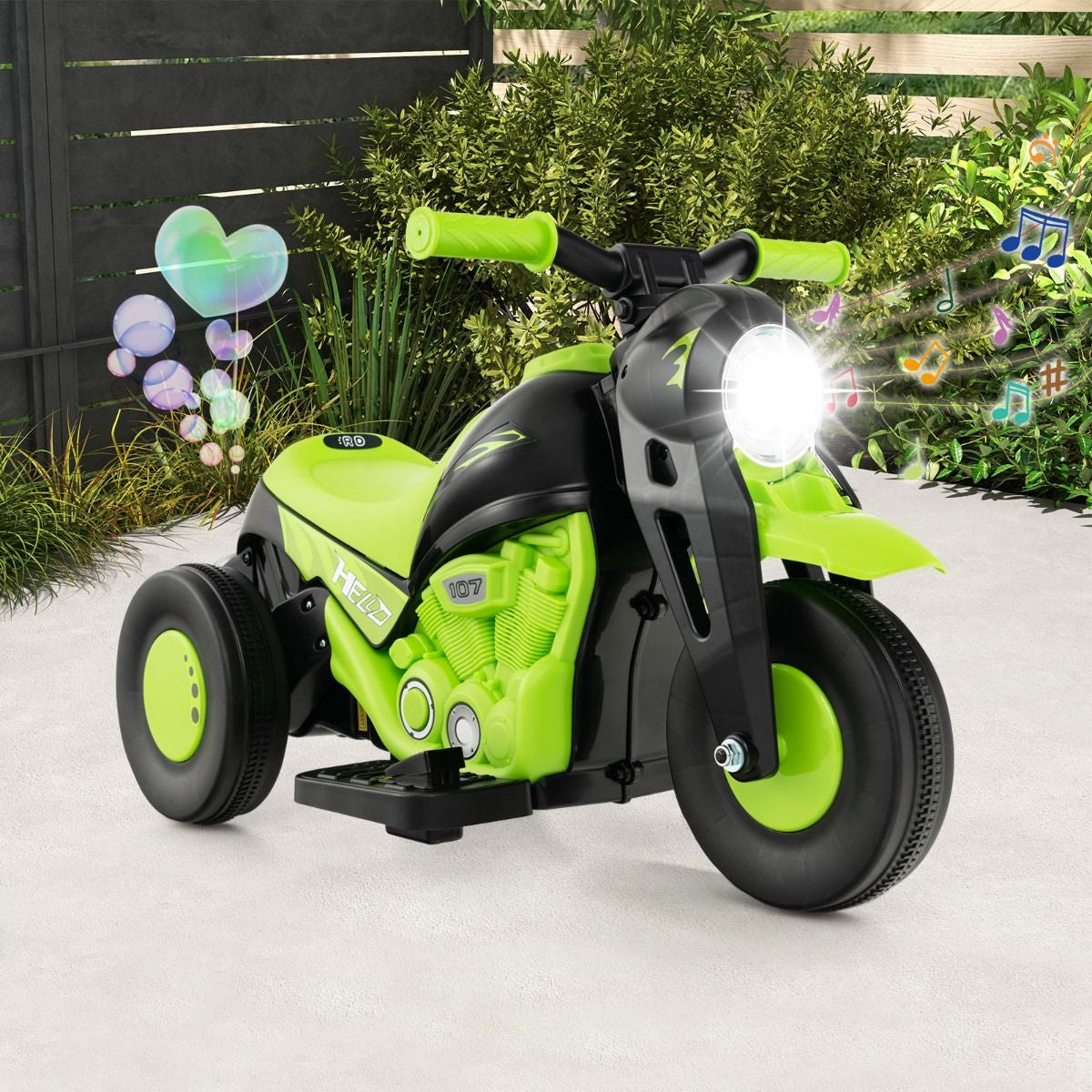 6V Electric Kids Ride-On Motorcycle with Bubble Maker