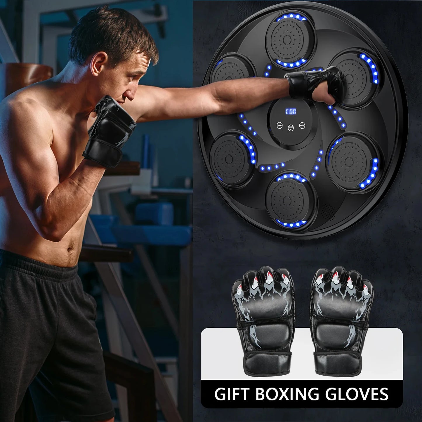 Music Boxing Machine Smart Music Boxing Machine Musical Boxing Machine Wall Mounted 9 Mode/Speed Adjustment Bluetooth Connection