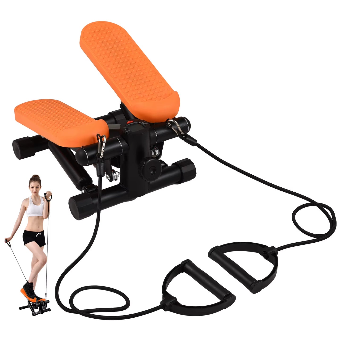 Stepper Exercise Machine 100Kg Stair Stepper Mini Stepper for Exercise at Home with Resistance Bands LCD Display for Fitness