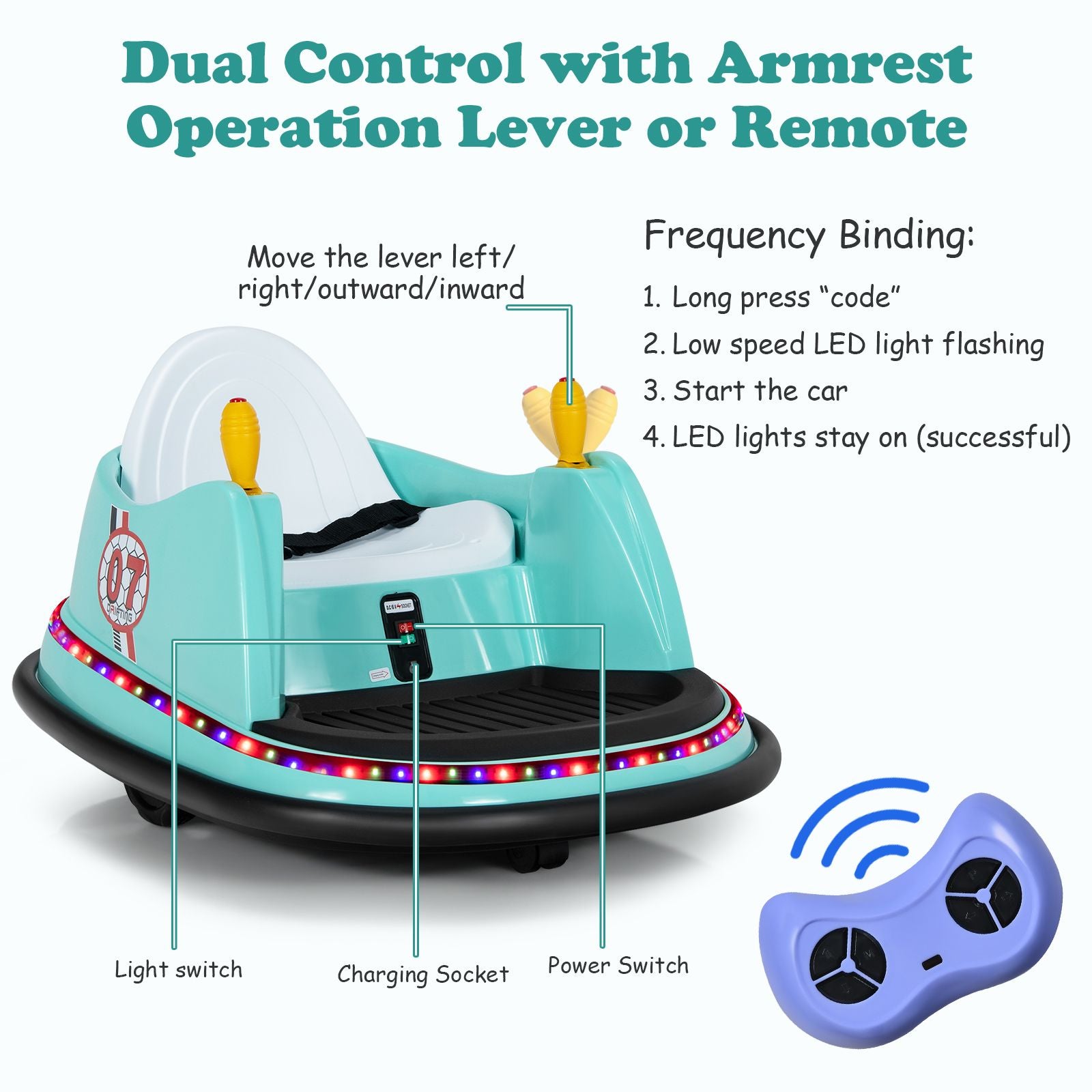 Children's Ride-On Bumper Car with Vibrant Flashing Lights and Music