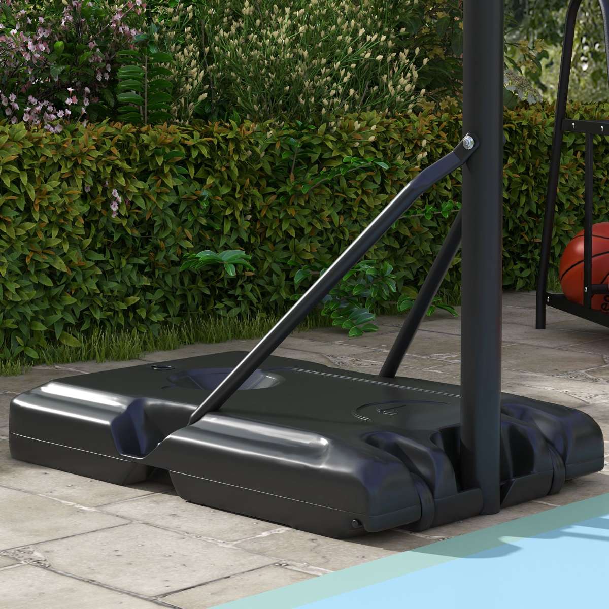 Basketball Backboard Hoop Net Set with Wheels, 182–213cm, Black