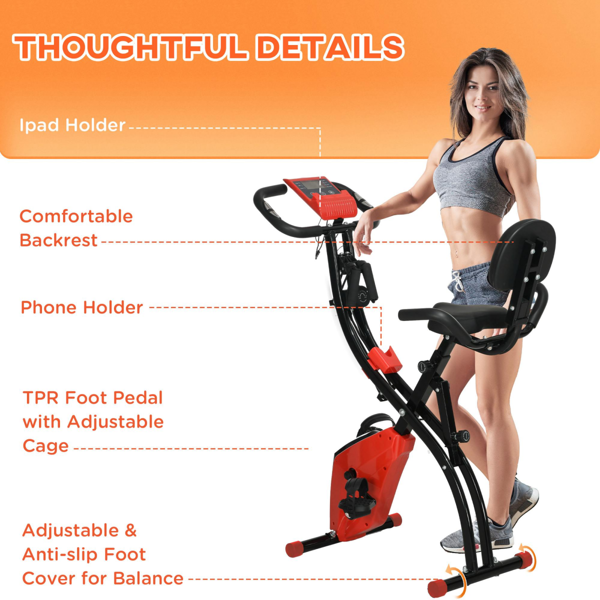 2-in-1 Upright & Recumbent Exercise Bike – 8-Level Adjustable Resistance with Pulse Sensor, LCD & Foldable X-Design – Red - All Round Fitness