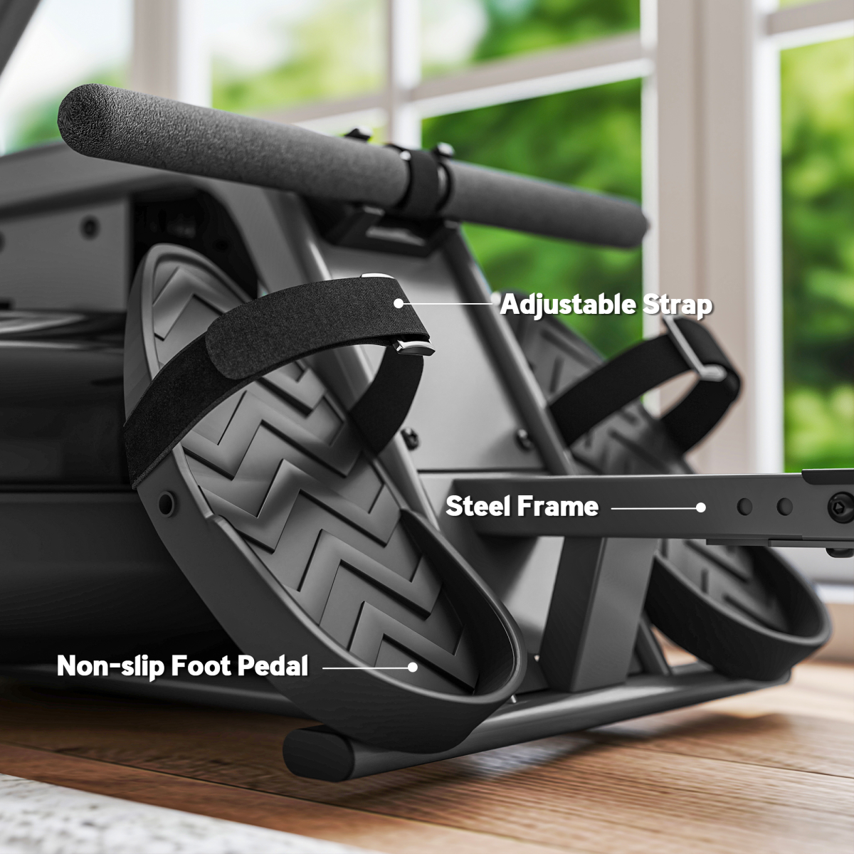 Water Rowing Machine with 6-Level Adjustable Resistance & Upright Storage