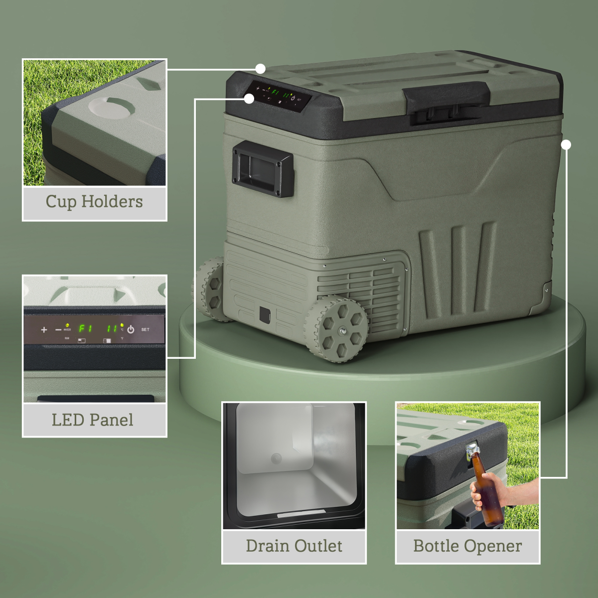 45L Portable Camping Fridge Freezer with Dual Zone, Car & Home Use, -20℃ to 20℃