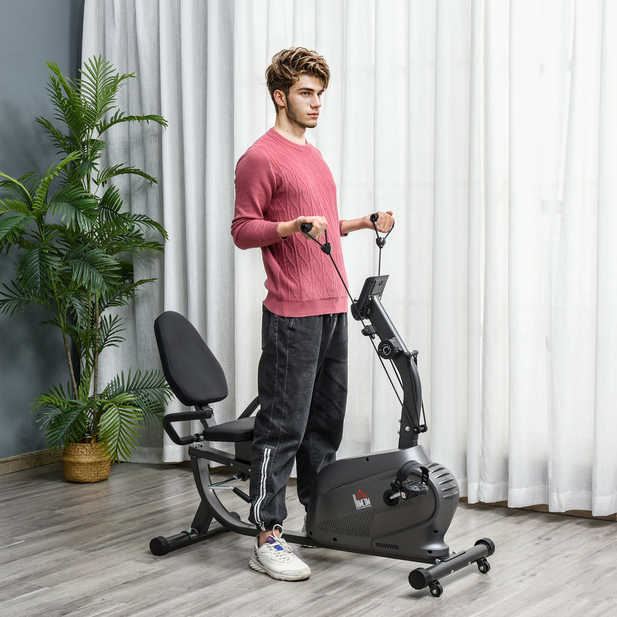 Compact HOMCOM Stationary Bike: LCD Monitor, Adjustable Seat & 8 Resistance Levels - All Round Fitness
