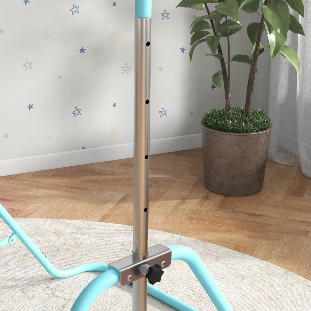 Adjustable Kids Gymnastics Bar - Foldable Training Bar for Young Athletes, Light Blue