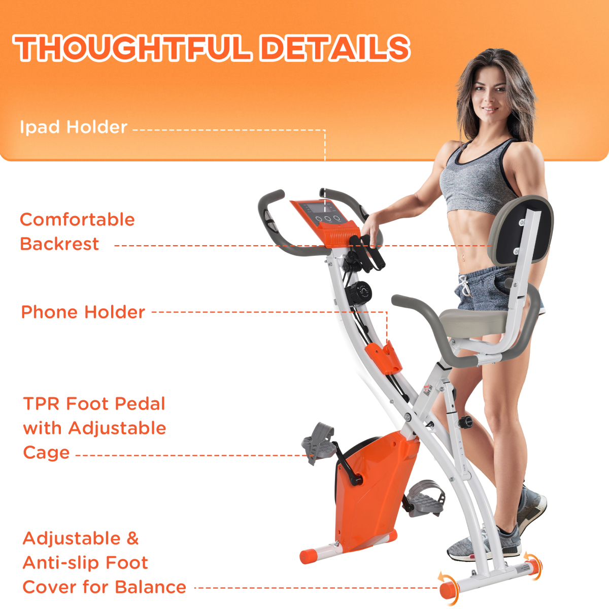 2-in-1 Upright & Recumbent Exercise Bike – 8-Level Resistance, Pulse Sensor & Foldable X-Bike (Orange) - All Round Fitness