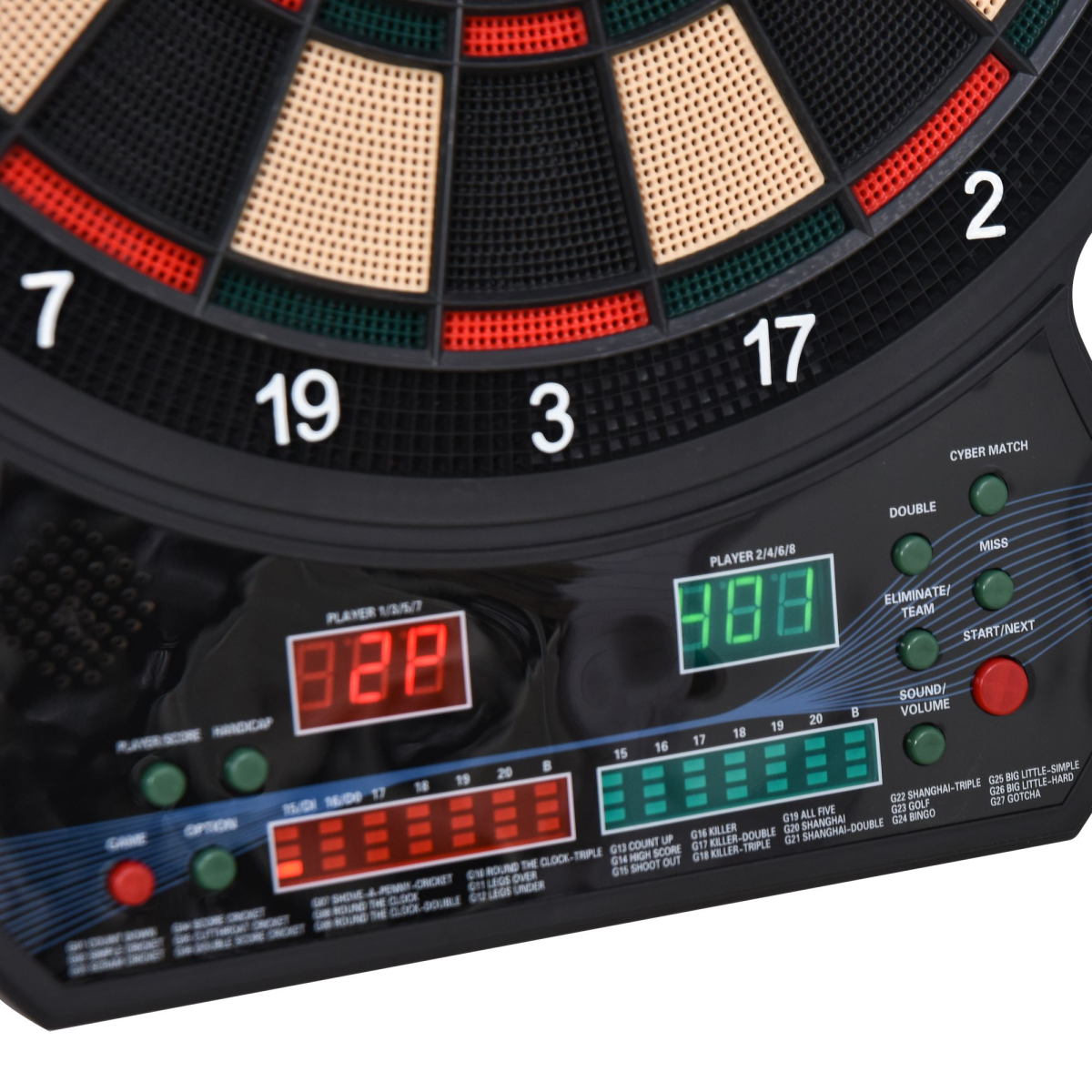 Electronic Dartboard with LED Scoreboard, 27 Games & 12 Soft Darts – Multiplayer Ready