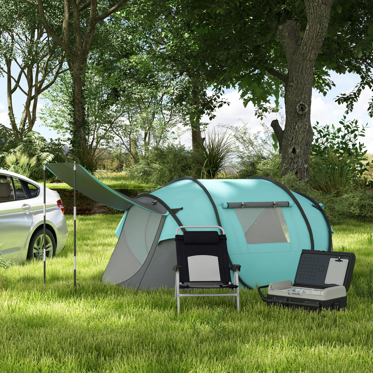 Outsunny 40L Portable Car Fridge Freezer – Adventure Cooler with Wheels, LED Display & -20°C Cooling