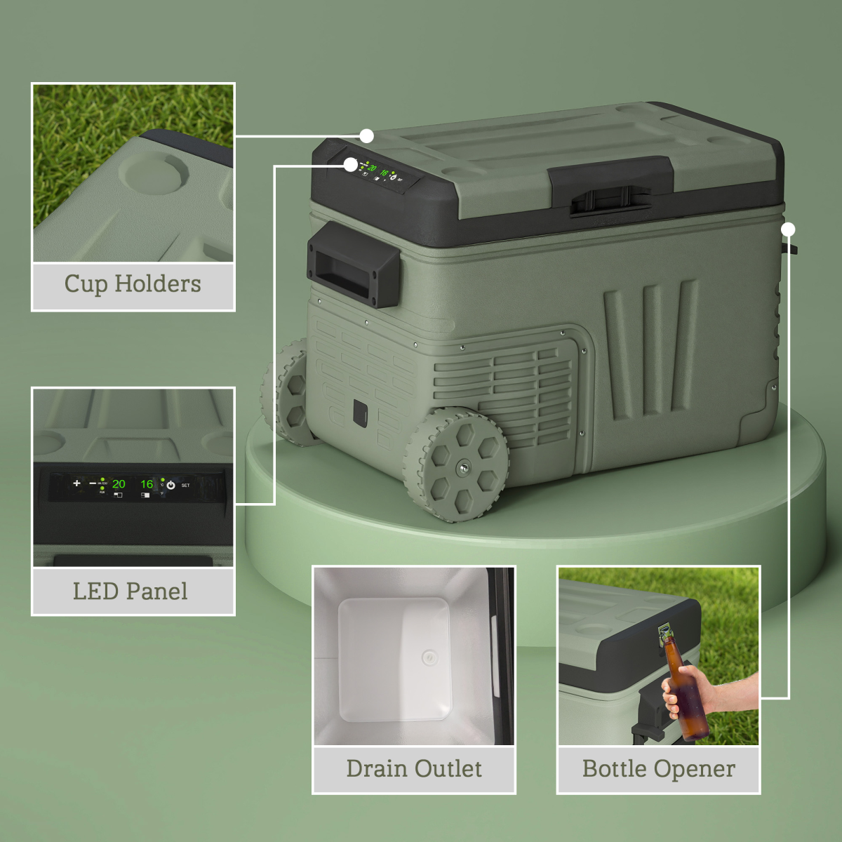 Outsunny 33L Portable Camping Fridge Freezer with Dual Zone, Car & Home Use, -20℃ to 20℃