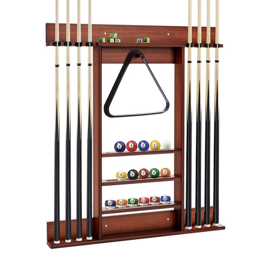 Wall-Mounted Pool Cue Rack for Billiards
