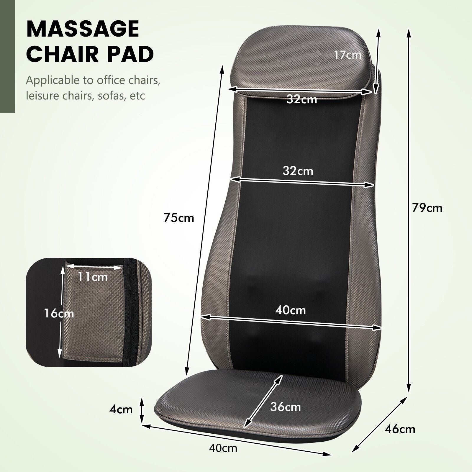 Advanced Back Massager with Heat, Vibration Therapy, and Detachable Neck Pillow