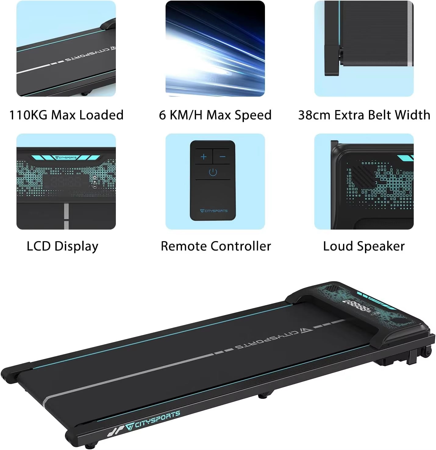 6 Km/H Electric Walking Treadmill - Bluetooth-Enabled Compact Treadmill with LED Display for Home/Office