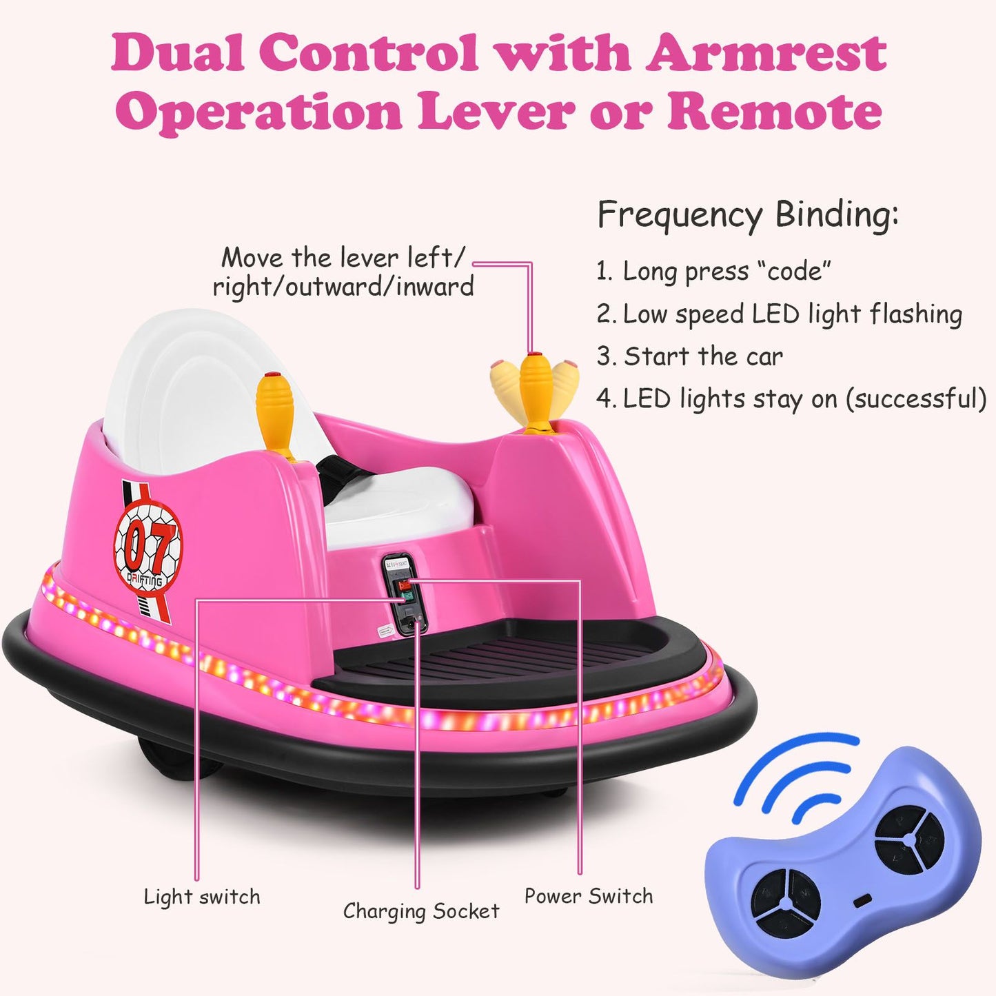 Children's Ride-On Bumper Car with Vibrant Flashing Lights and Music