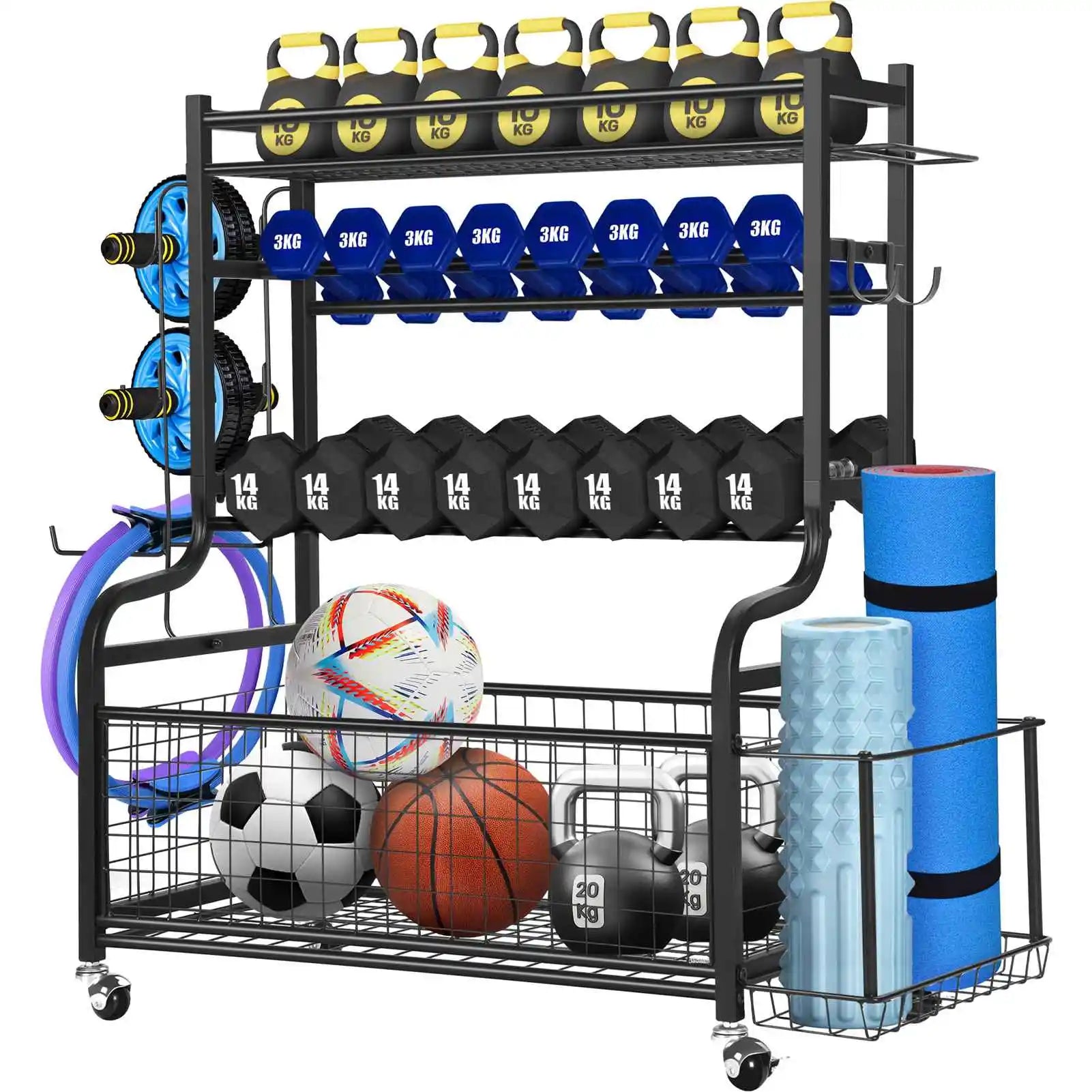 New Dumbbell Storage Rack Weight Rack Gym Accessories with Caster Wheels Home Gym Storage Organizer for Fitness Equipment