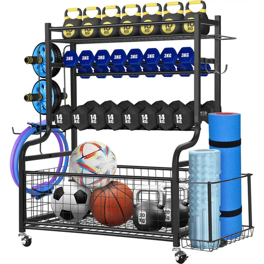 New Dumbbell Storage Rack Weight Rack Gym Accessories with Caster Wheels Home Gym Storage Organizer for Fitness Equipment