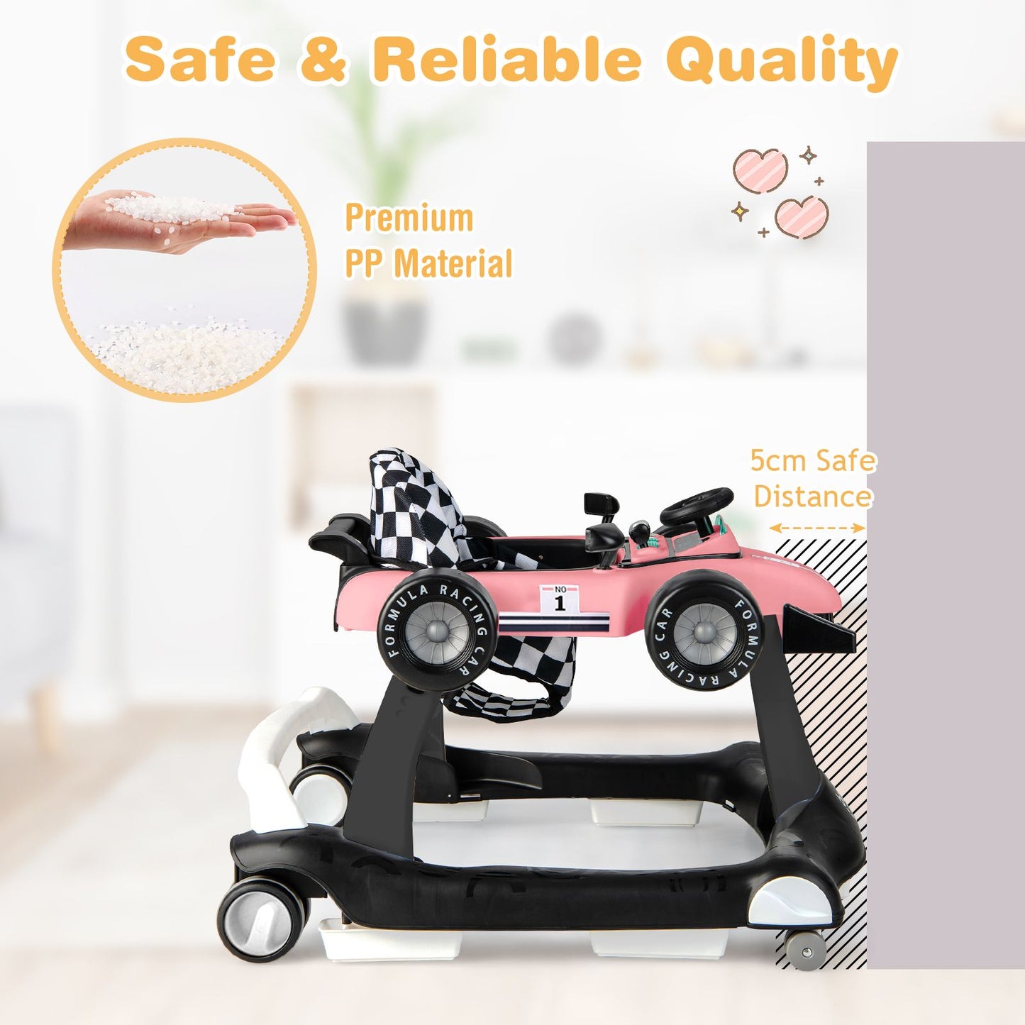 4-in-1 Adjustable Height and Speed Baby Push Walker