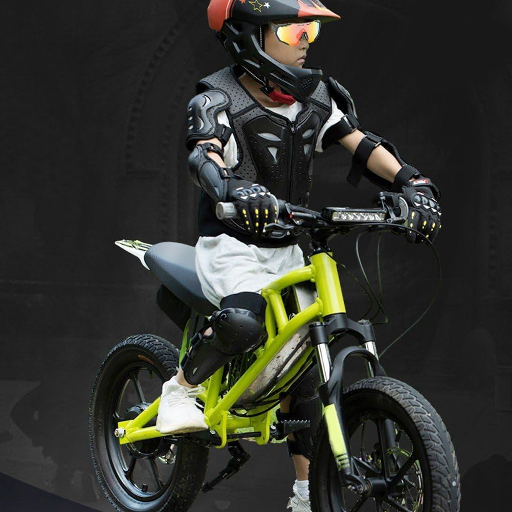 Kids Dirt Bike & Motorcycle Body Armour Set – Protective Vest with Knee & Elbow Pads | Full Riding Gear for Children Ages 6–13 | Black