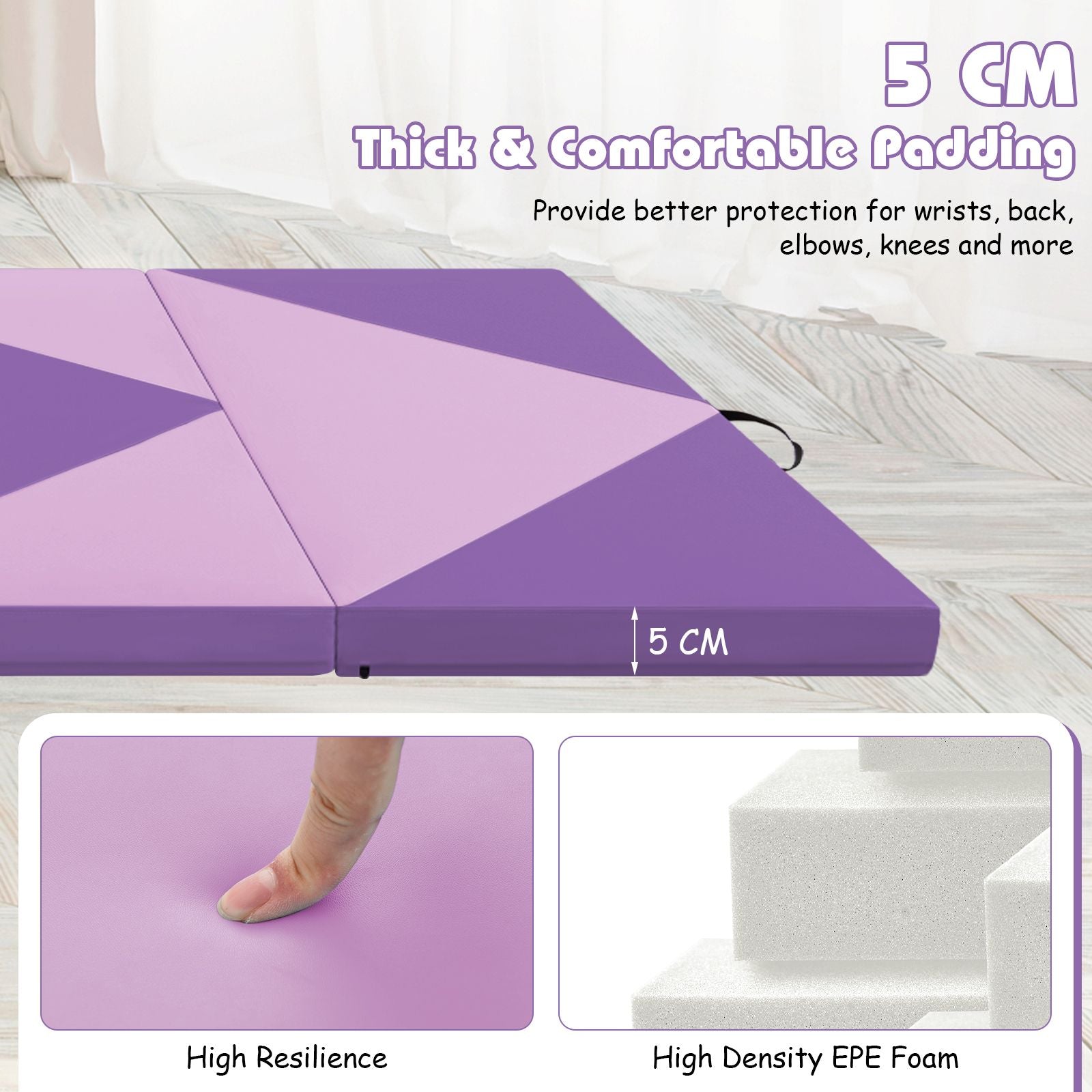 240 cm PU Leather Folding Gymnastics Mat