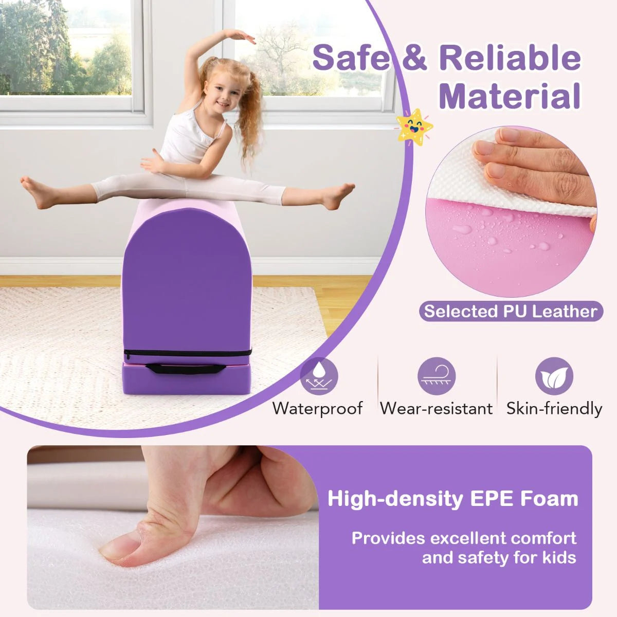 Mailbox Tumbling Mat with Detachable Section & Carry Handle – Gymnastics Trainer for Kids