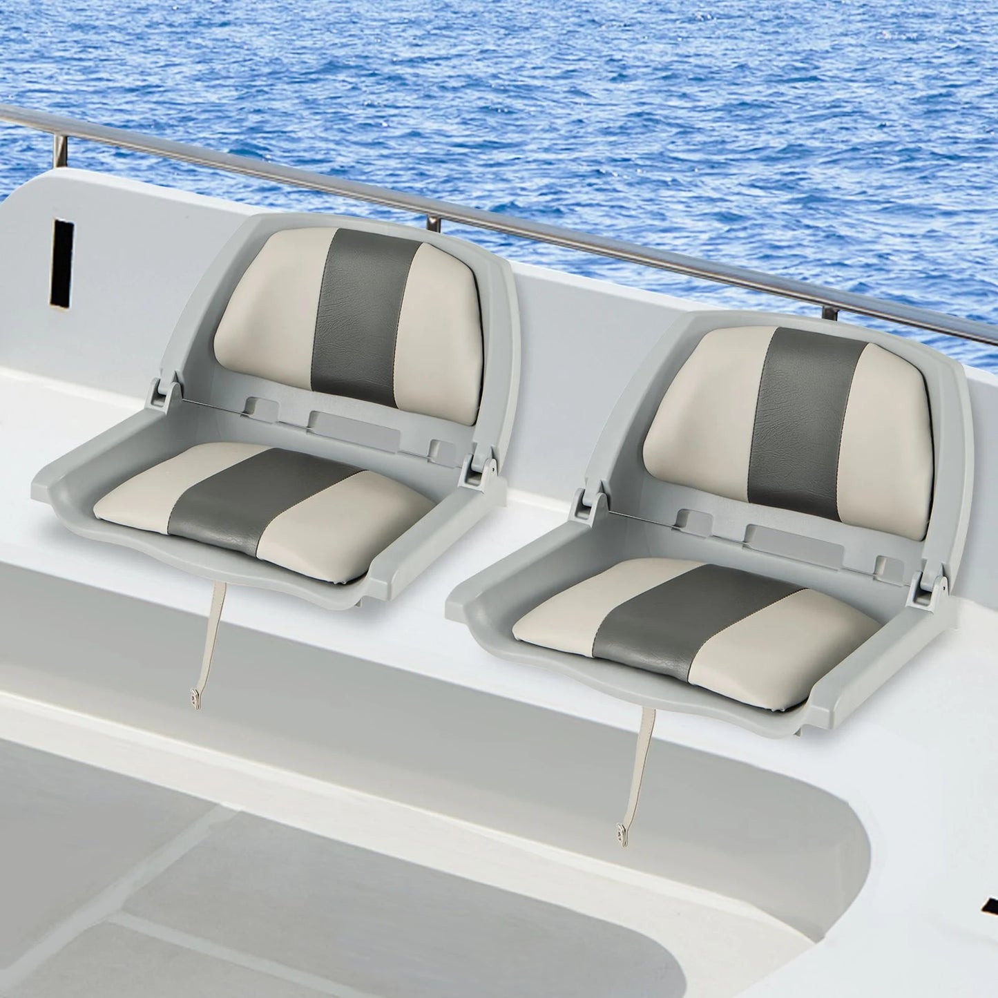 Folding Low Back Boat Seat with Mounting Hardware for Fishing Applications