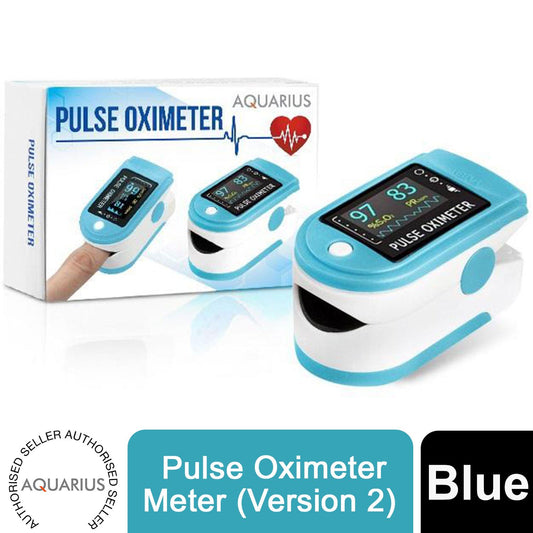 Aquarius Blue Finger Pulse Oximeter V2 – Oxygen Saturation & Heart Rate Monitor (FDA Approved)