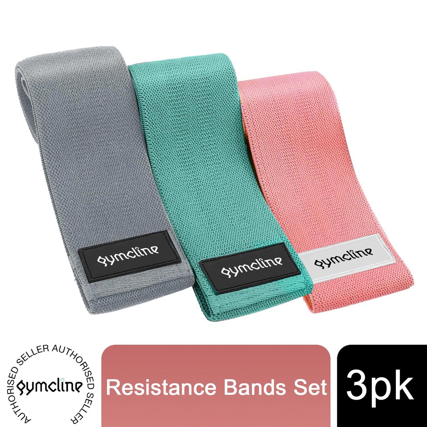 Gymcline Resistance Bands Set (3 Pack) – Non-Slip Fabric Bands with 3 Resistance Levels + Storage Bag