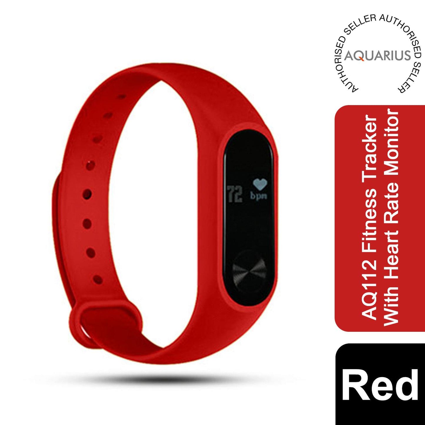 Aquarius AQ112 Red Fitness Tracker with Heart Rate Monitor & All-Day Activity Tracking