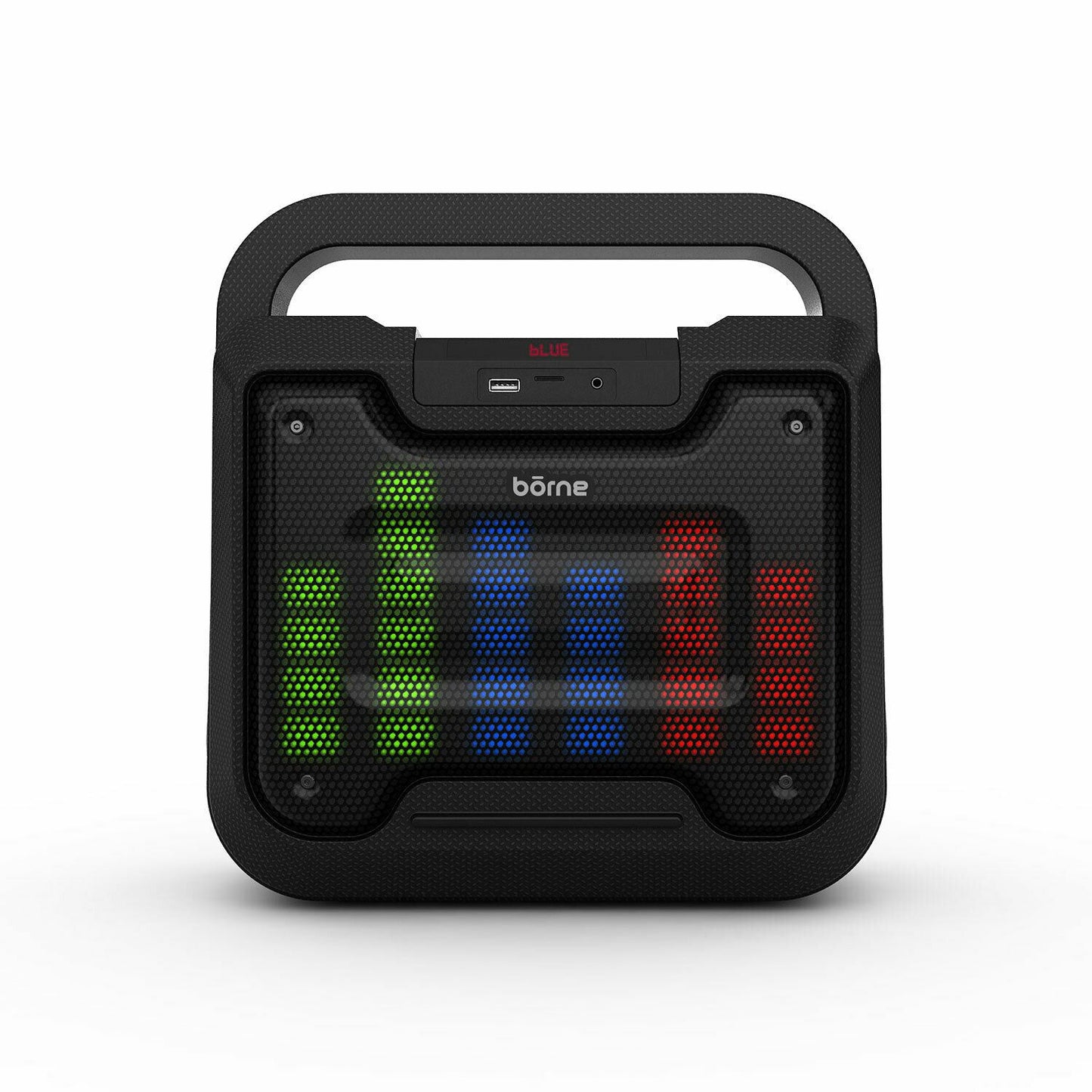 BORNE BTSPK48 Portable Bluetooth Speaker with LED Lights, USB/SD/Aux & Karaoke Function – Black