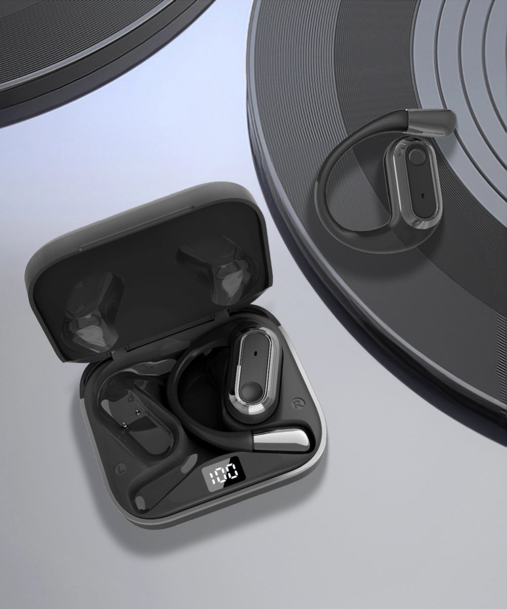 WYEWAVE Open Ear Wireless Pro-Sport Earbuds w/ 30H Playtime & Charging Case – Black