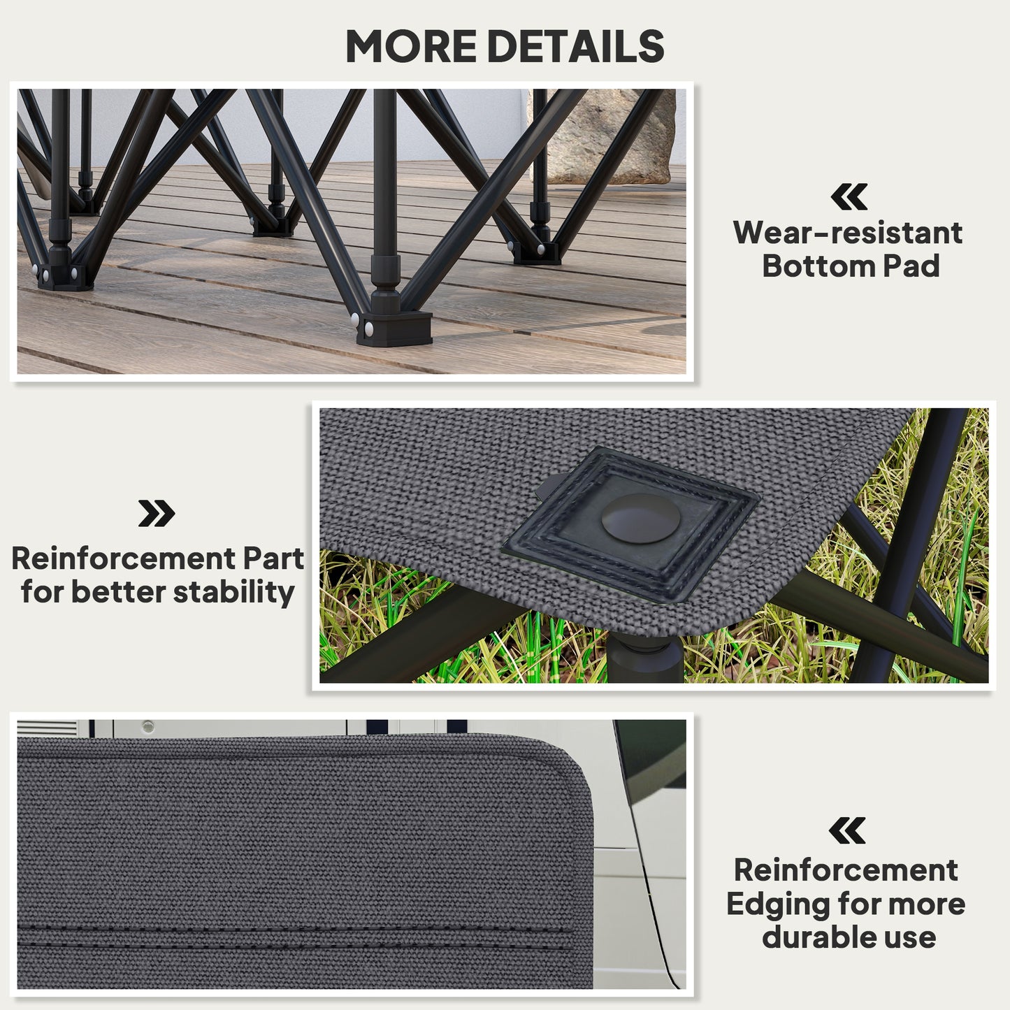 6-Seater Folding Camping Bench with Cup Holders & Carry Bag – Charcoal Grey