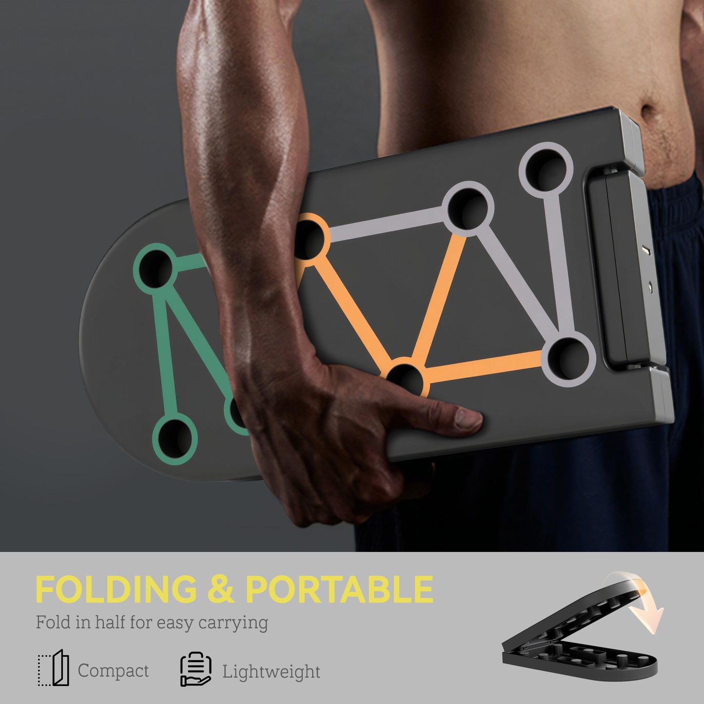 11-in-1 Foldable Push-Up Board with Press-Up Handles – Compact Home Gym Trainer