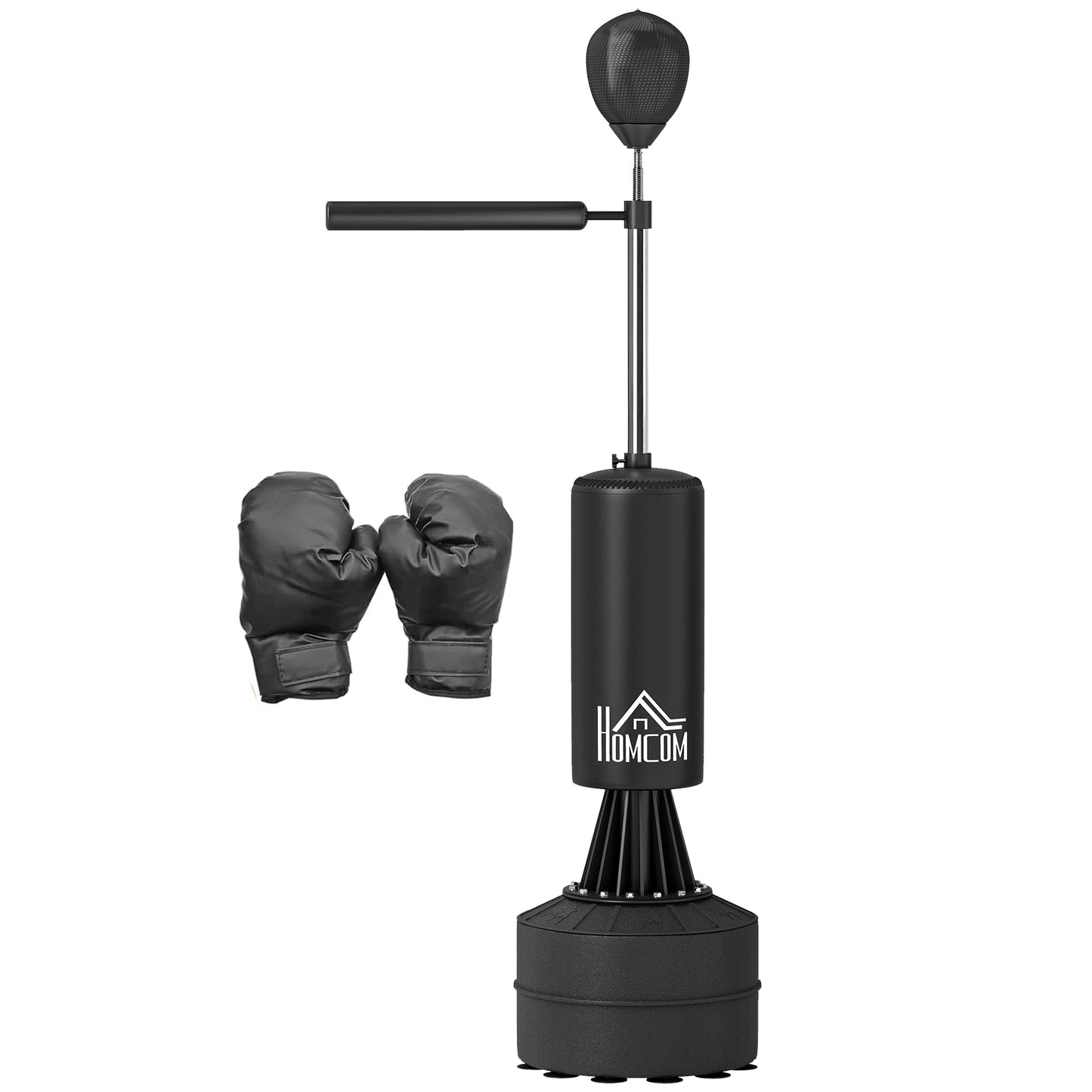 Adjustable Free-Standing Boxing Punch Bag with Rotating Arm & Speed Ball – Gloves Included