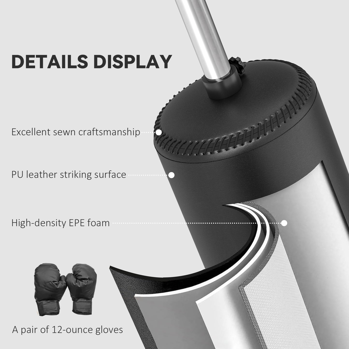 Adjustable Free-Standing Boxing Punch Bag with Rotating Arm & Speed Ball – Gloves Included