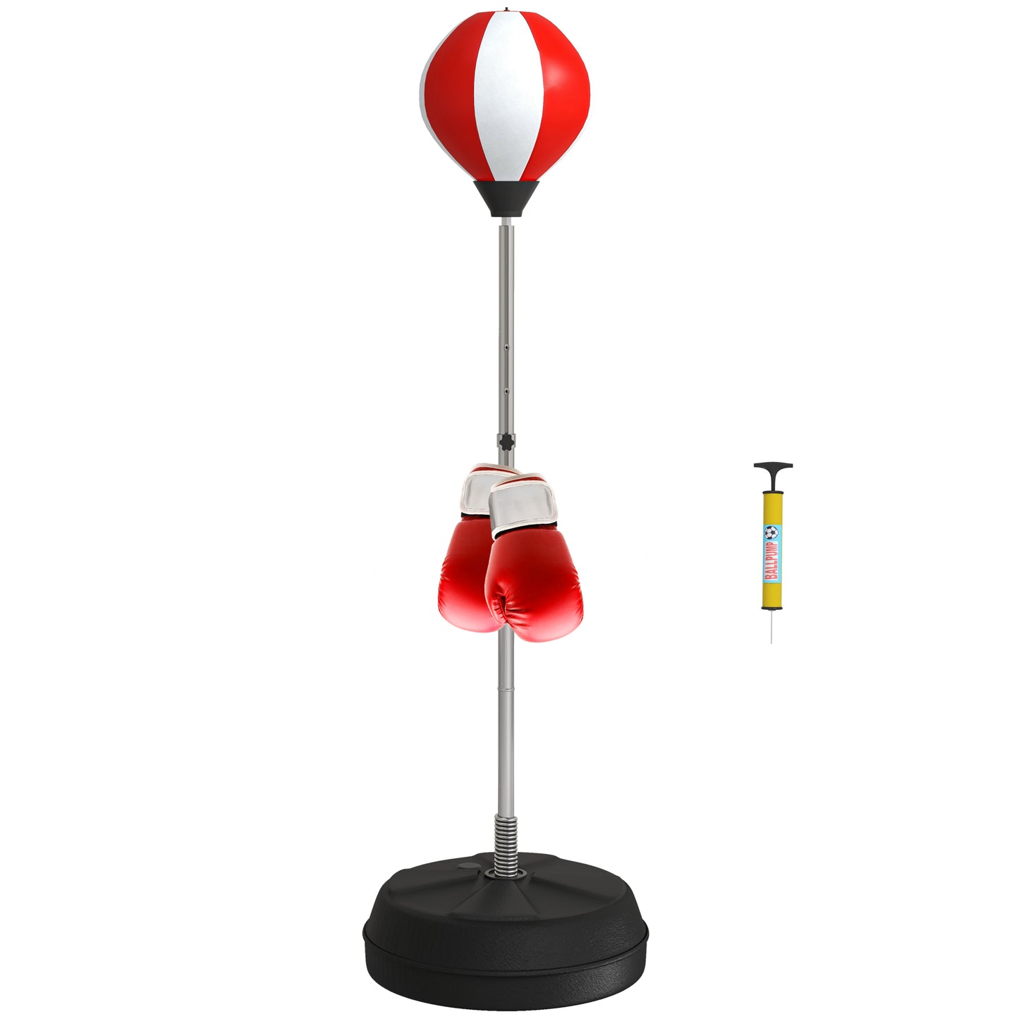 Adjustable Height Freestanding Punching Bag Set with Gloves & Pump – Red/White