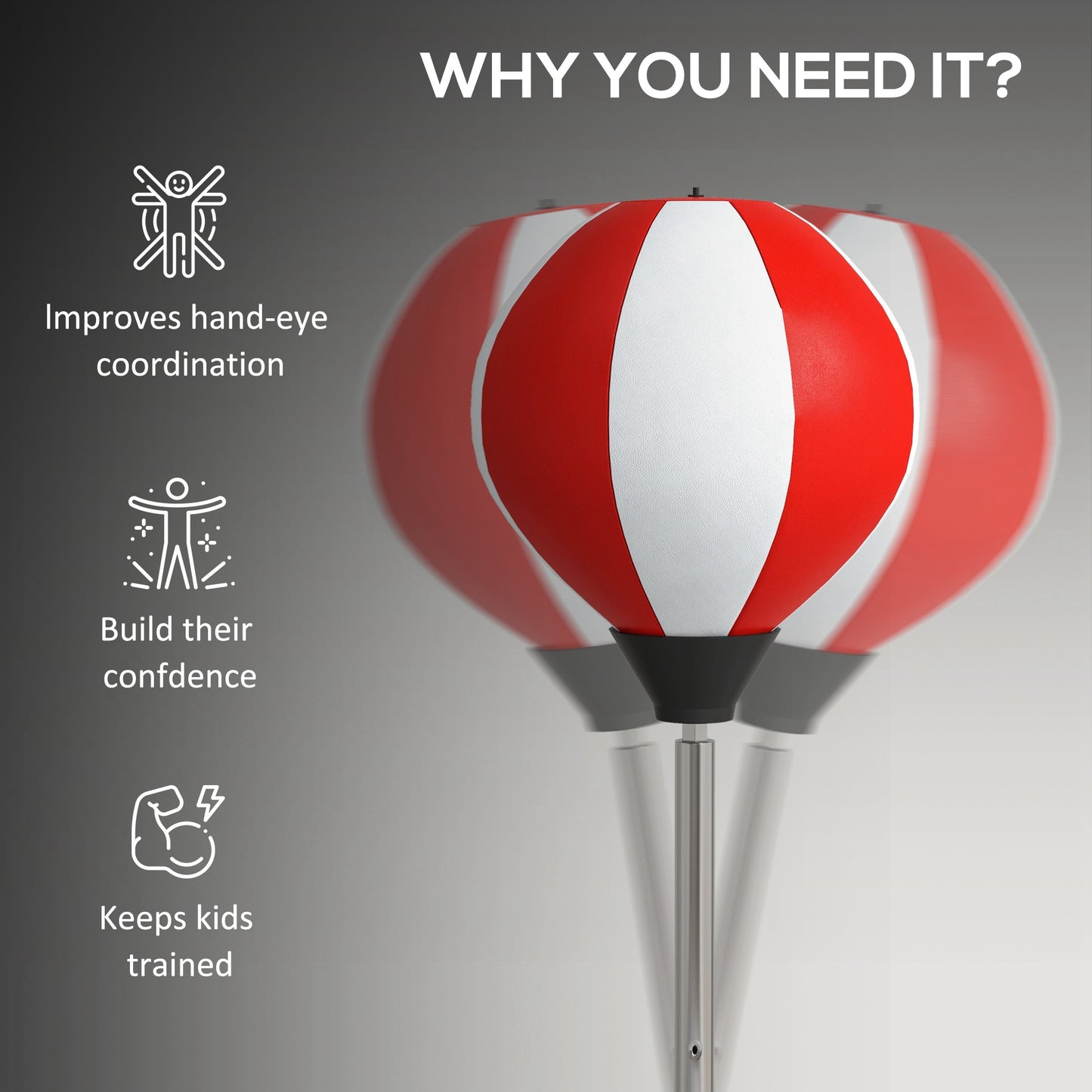 Adjustable Height Freestanding Punching Bag Set with Gloves & Pump – Red/White