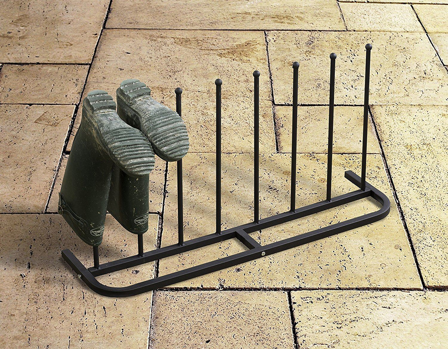 Black Metal Boot Rack – 4 Pair Welly & Shoe Storage Stand, Powder-Coated Steel