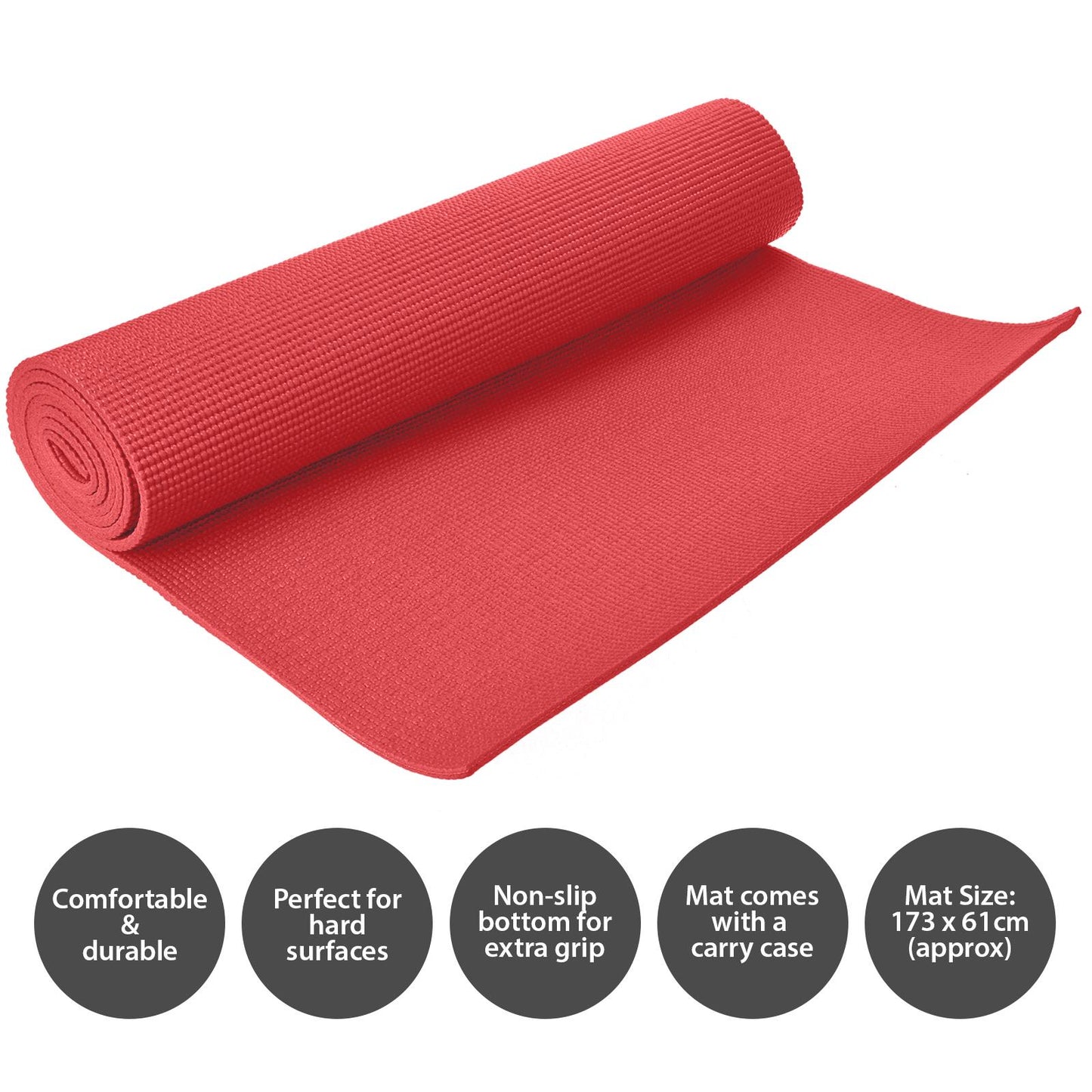 Professional Non-Slip Yoga Mat with Carry Bag – Lightweight, Durable & Portable (173 x 61cm)