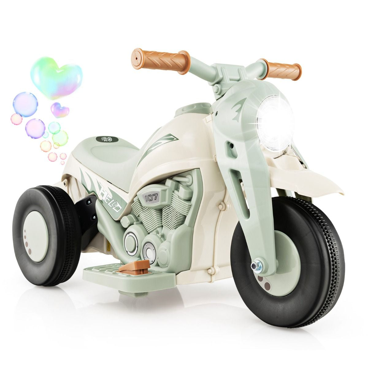 6V Electric Kids Ride-On Motorcycle with Bubble Maker