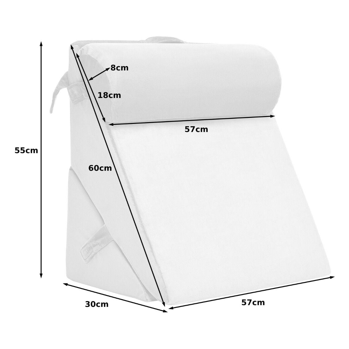 Elevated Bed Wedge Pillow with Integrated Headrest and Removable Washable Cover for Comfortable Reading