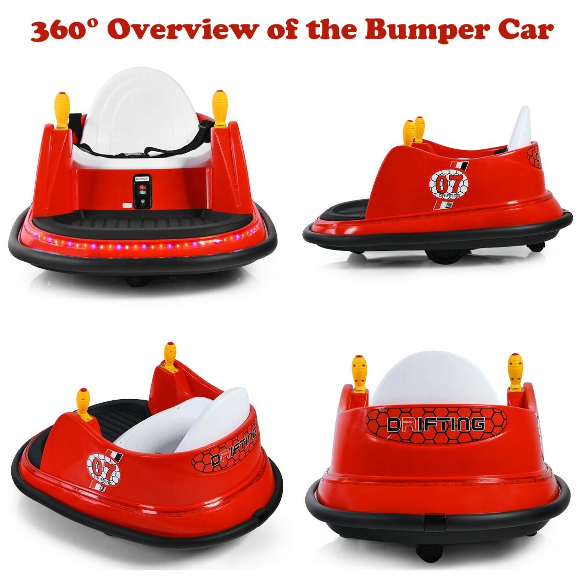 Children's Ride-On Bumper Car with Vibrant Flashing Lights and Music